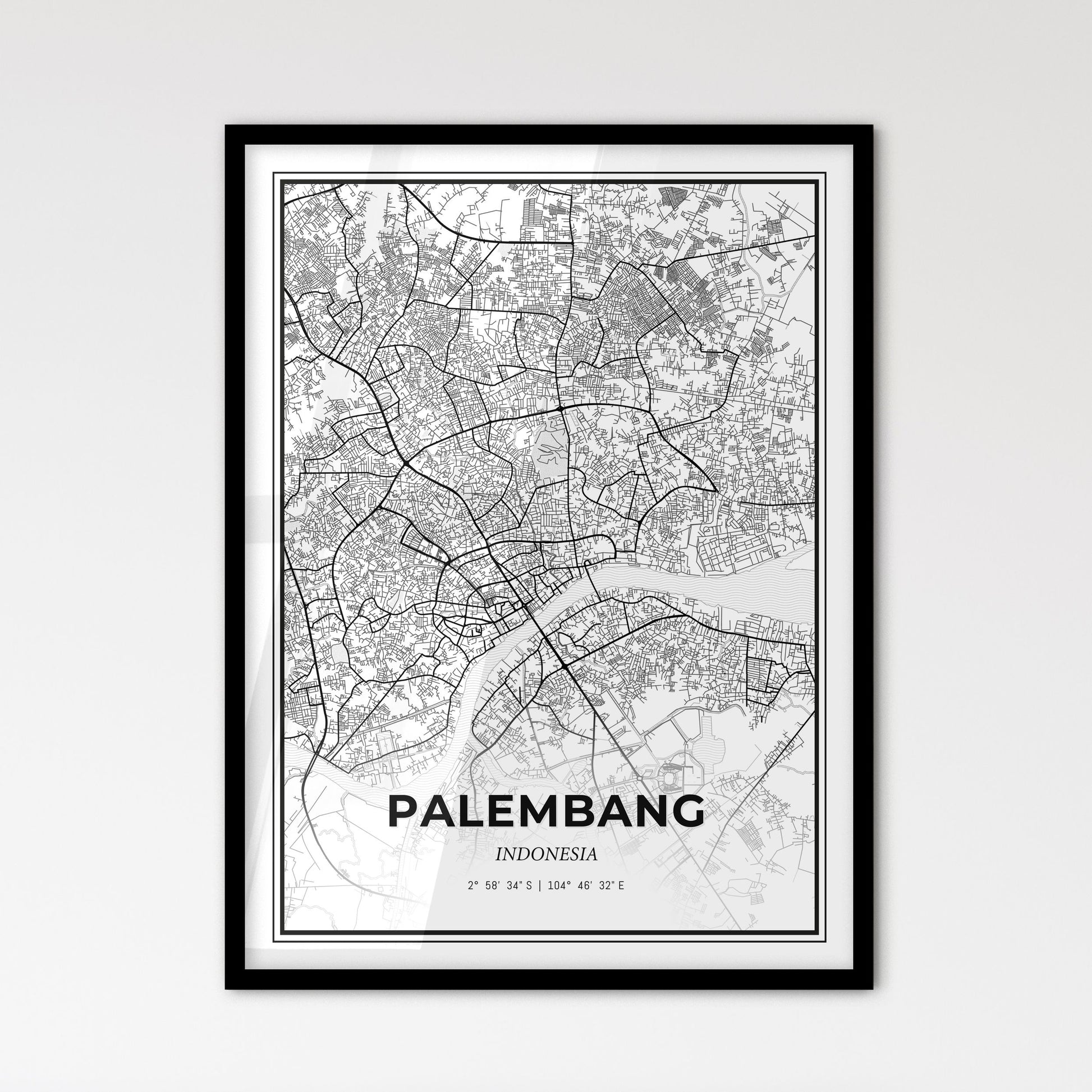 Palembang Indonesia - Scandinavian Style City Map for Modern Home Decor