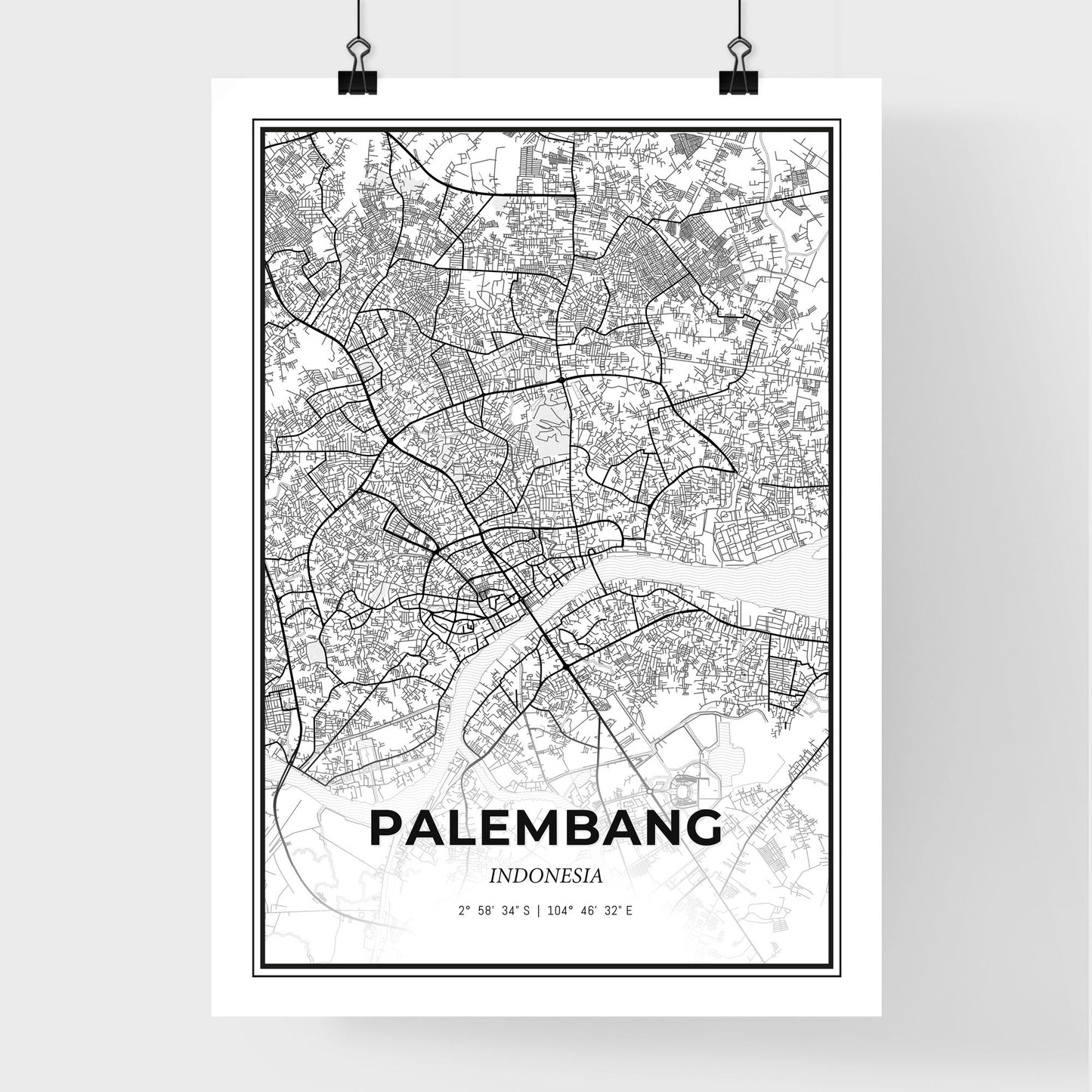 Palembang Indonesia - Premium City Map Poster