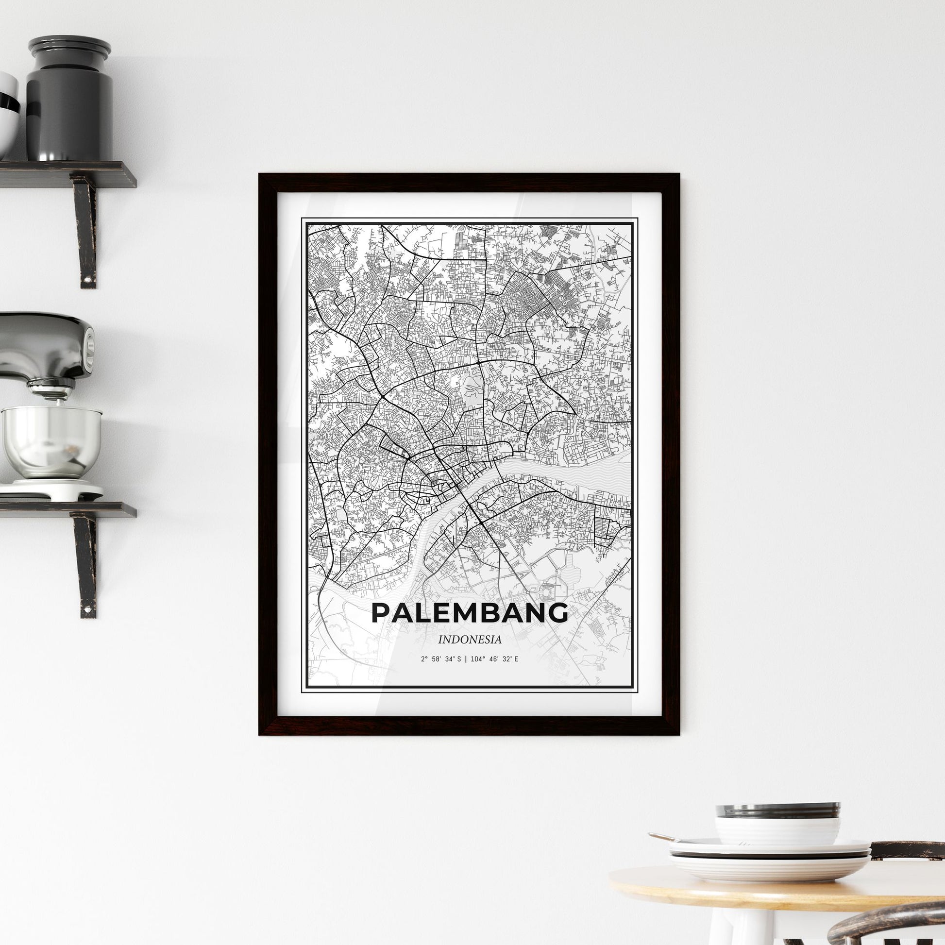 Palembang Indonesia - Minimal City Map