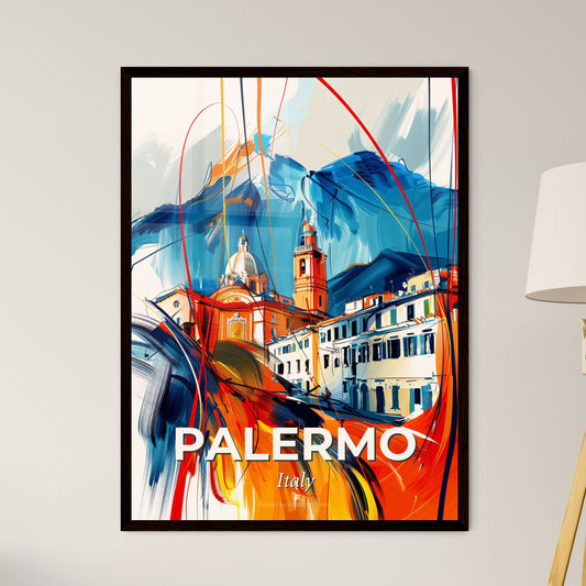 Vibrant Palermo , Italy - A Painting Of A Building With A Dome And A Mountain In The Background