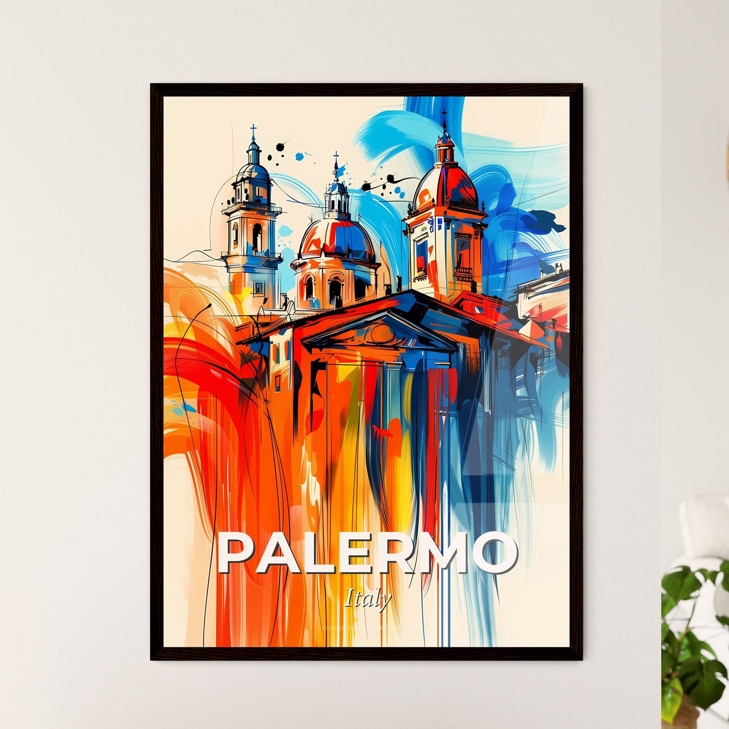 Vibrant Palermo , Italy - A Painting Of A Building With Colorful Paint