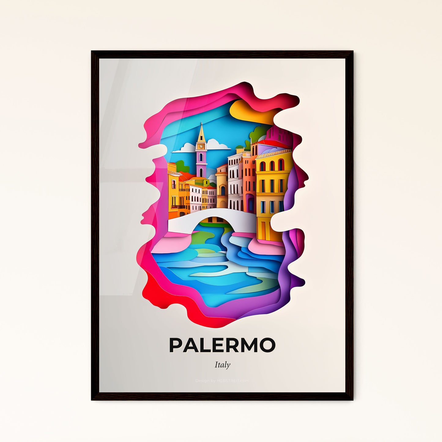 Vivid Palermo, Italy - a paper cut of a city with a bridge