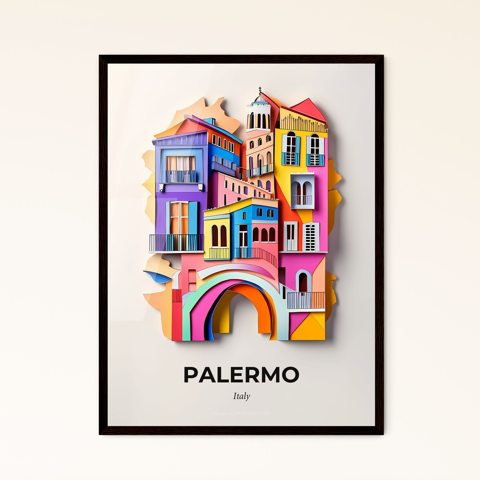 Vivid Palermo, Italy - a colorful city with a bridge and a clock tower