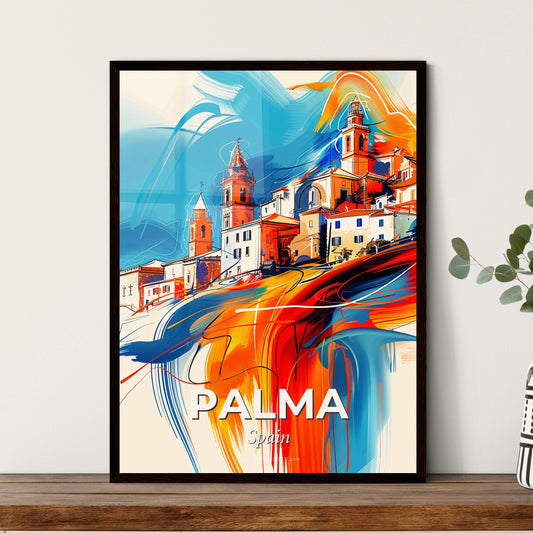 Vibrant Palma, Spain - A Colorful Painting Of A Town