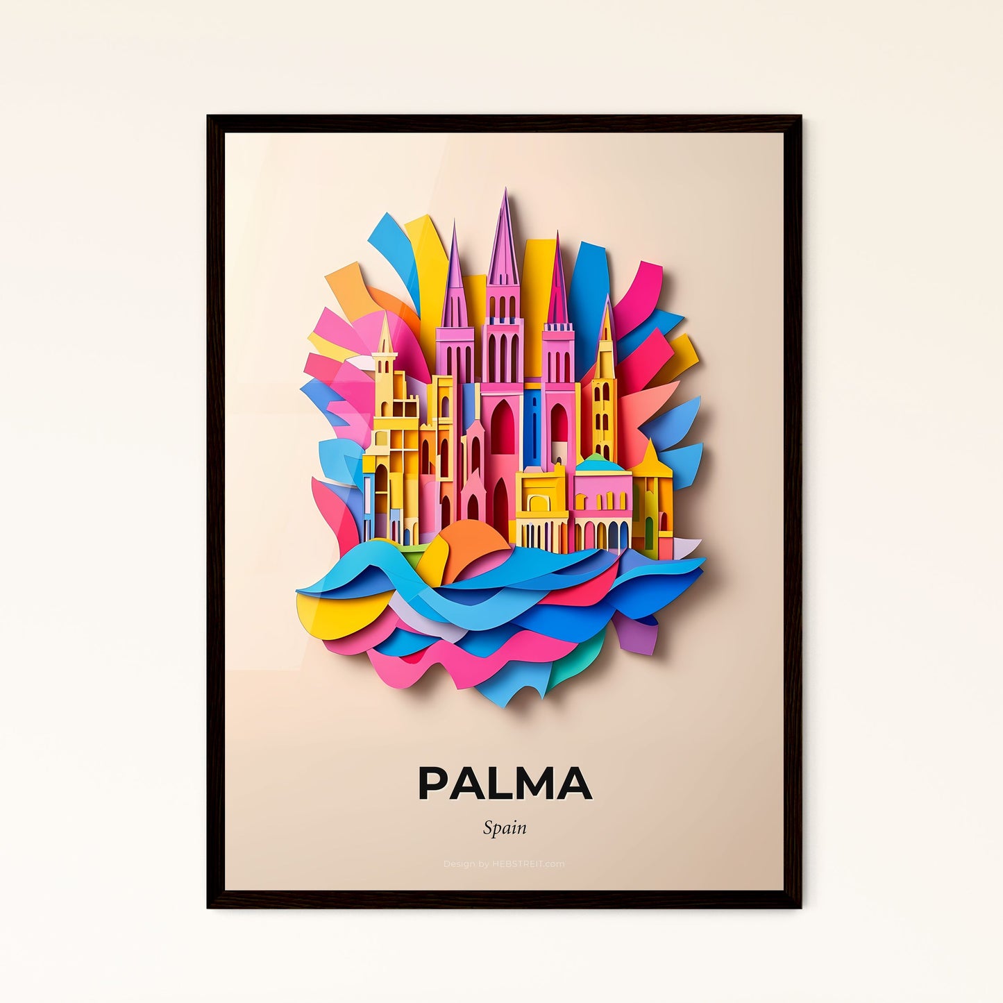 Vivid Palma, Spain - a colorful paper cut of a castle surrounded by colorful paper strips