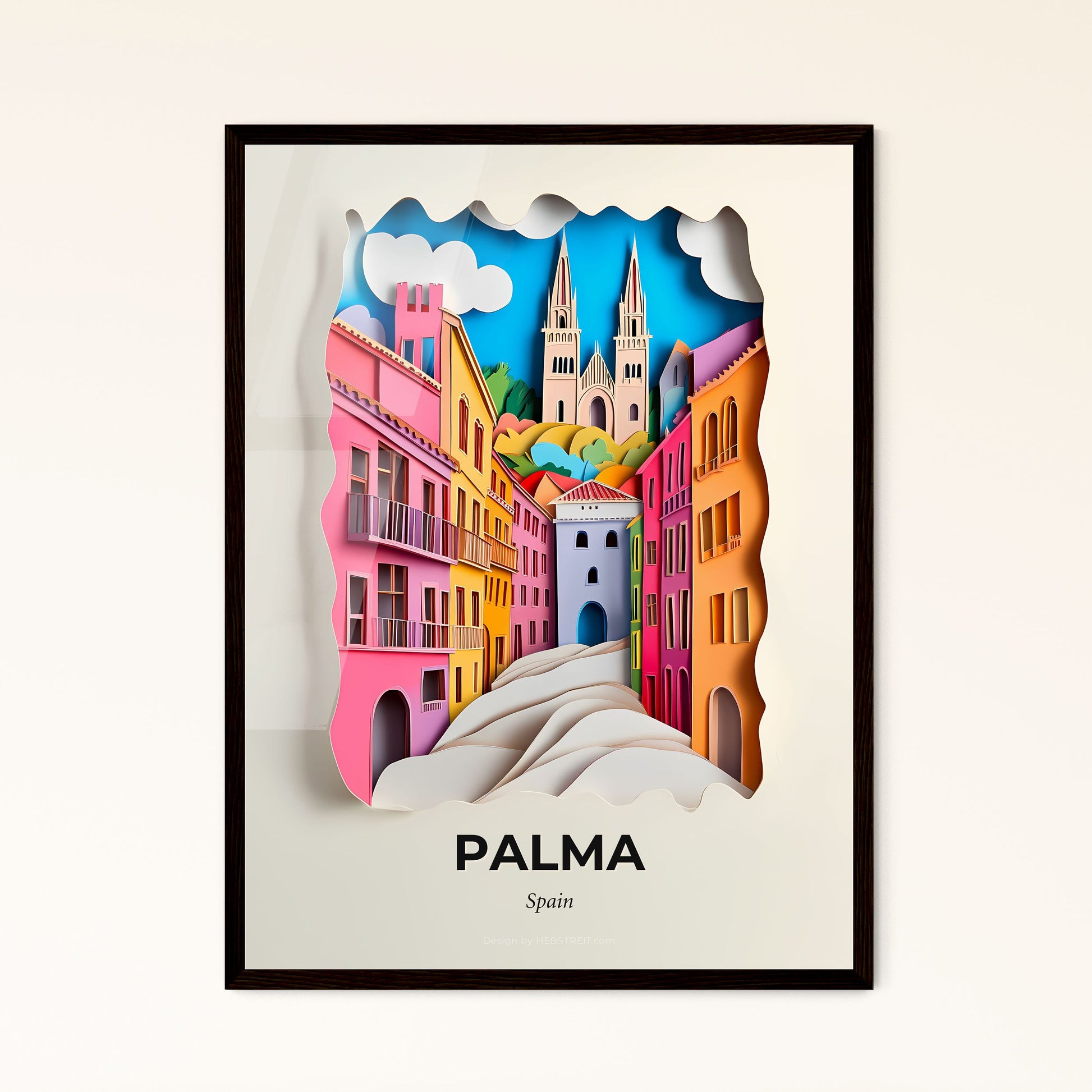 Vivid Palma, Spain - a paper cut of a city with a church