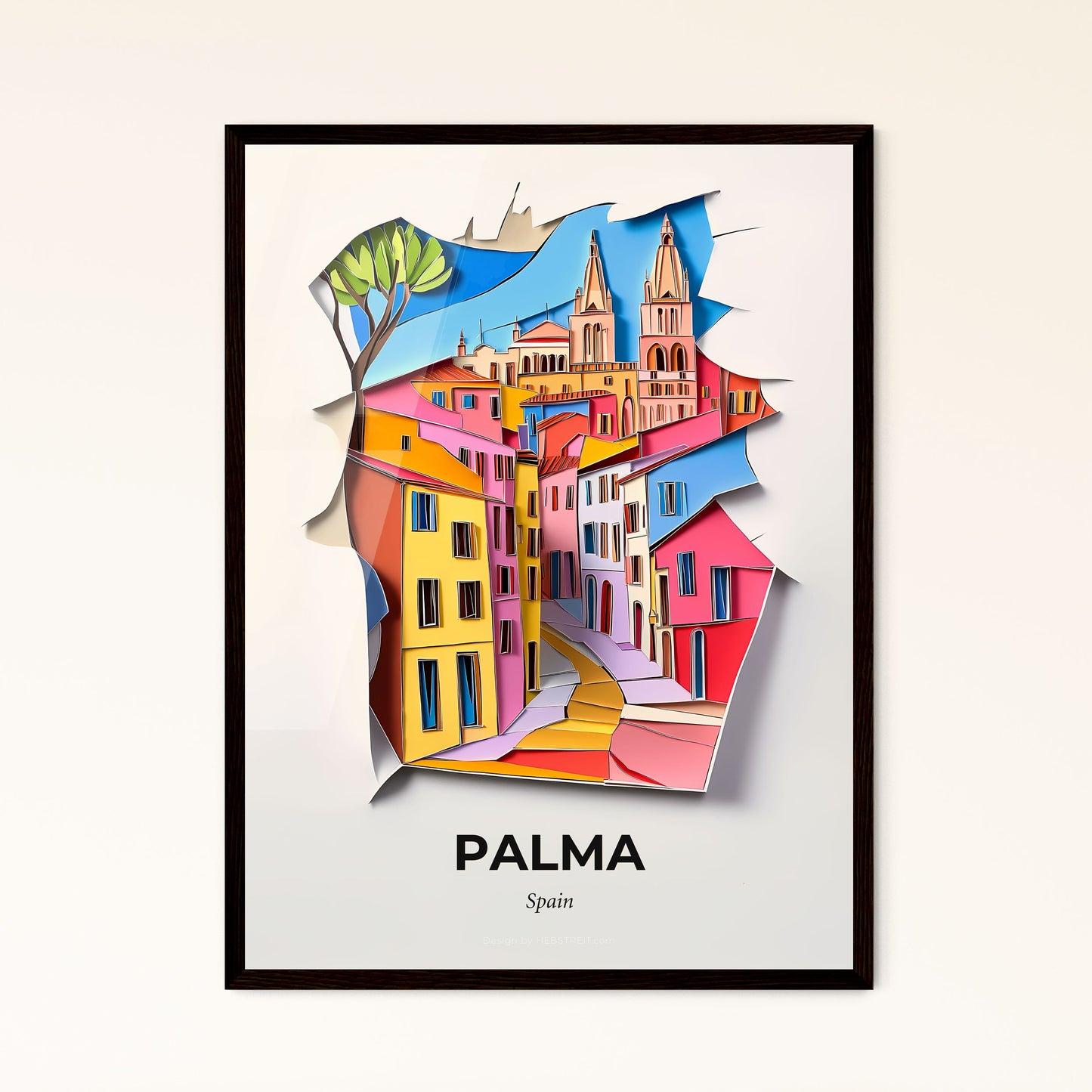 Vivid Palma, Spain - a cut out of paper with a city in the background