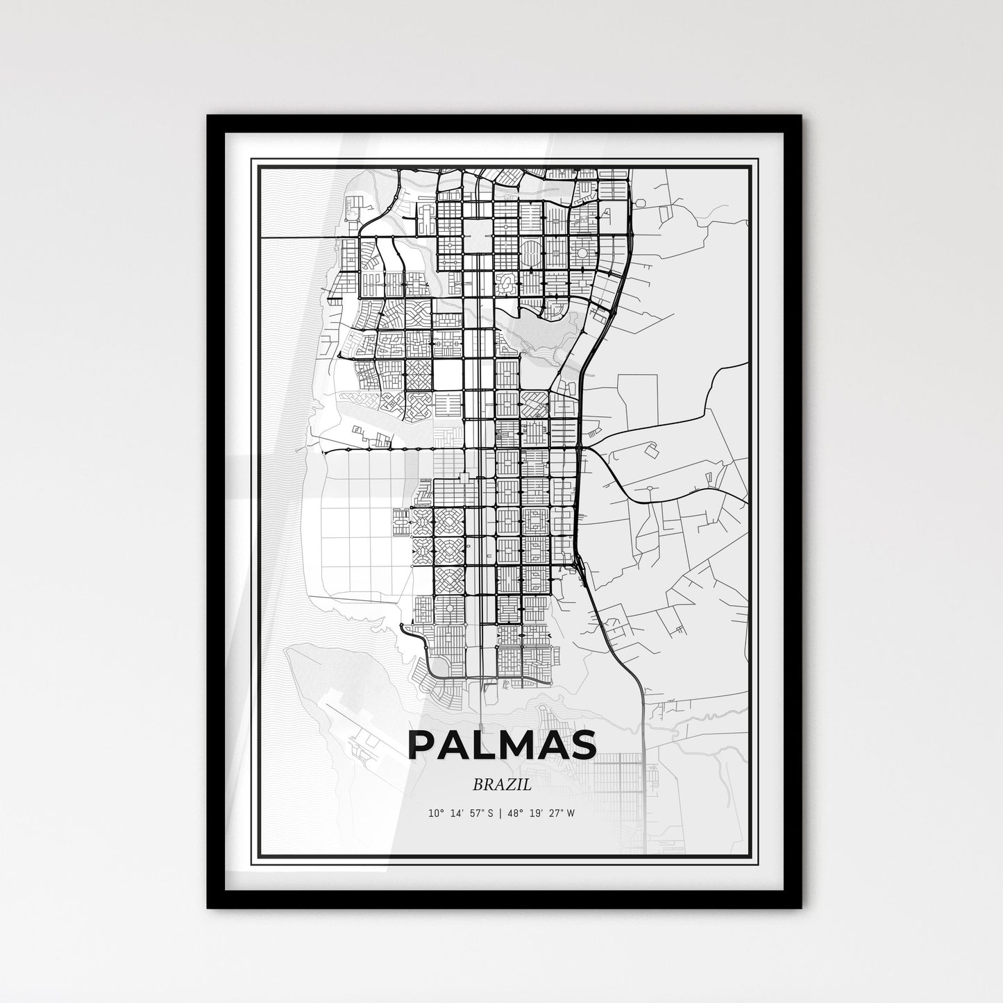 Palmas Brazil - Scandinavian Style City Map for Modern Home Decor