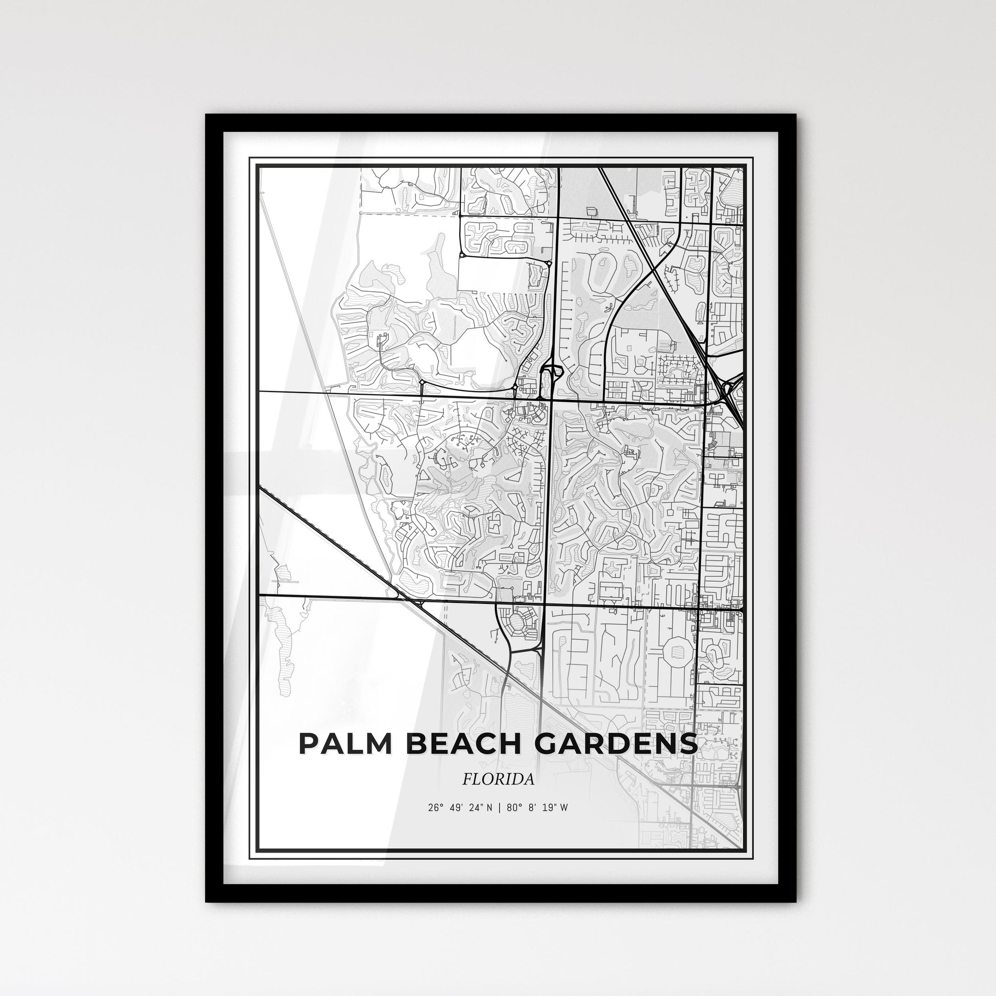 Palm Beach Gardens Florida - Scandinavian Style City Map for Modern Home Decor