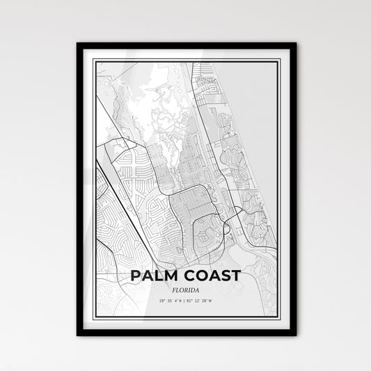 Palm Coast Florida - Scandinavian Style City Map for Modern Home Decor