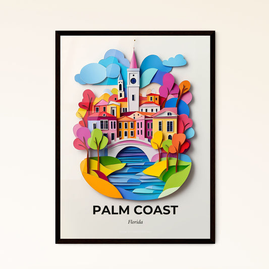 Vivid Palm Coast, Florida - a paper cut of a city with a bridge