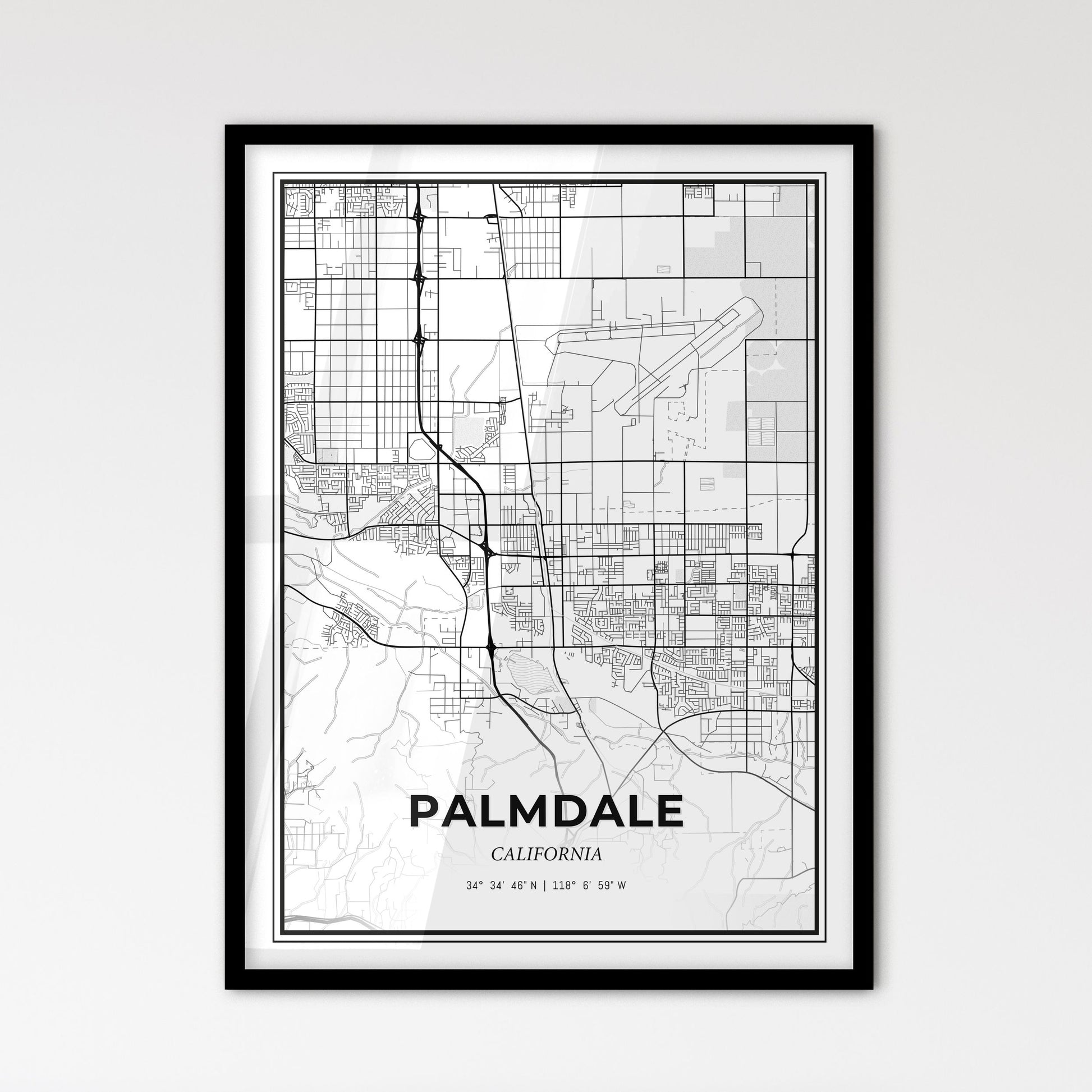 Palmdale California - Scandinavian Style City Map for Modern Home Decor