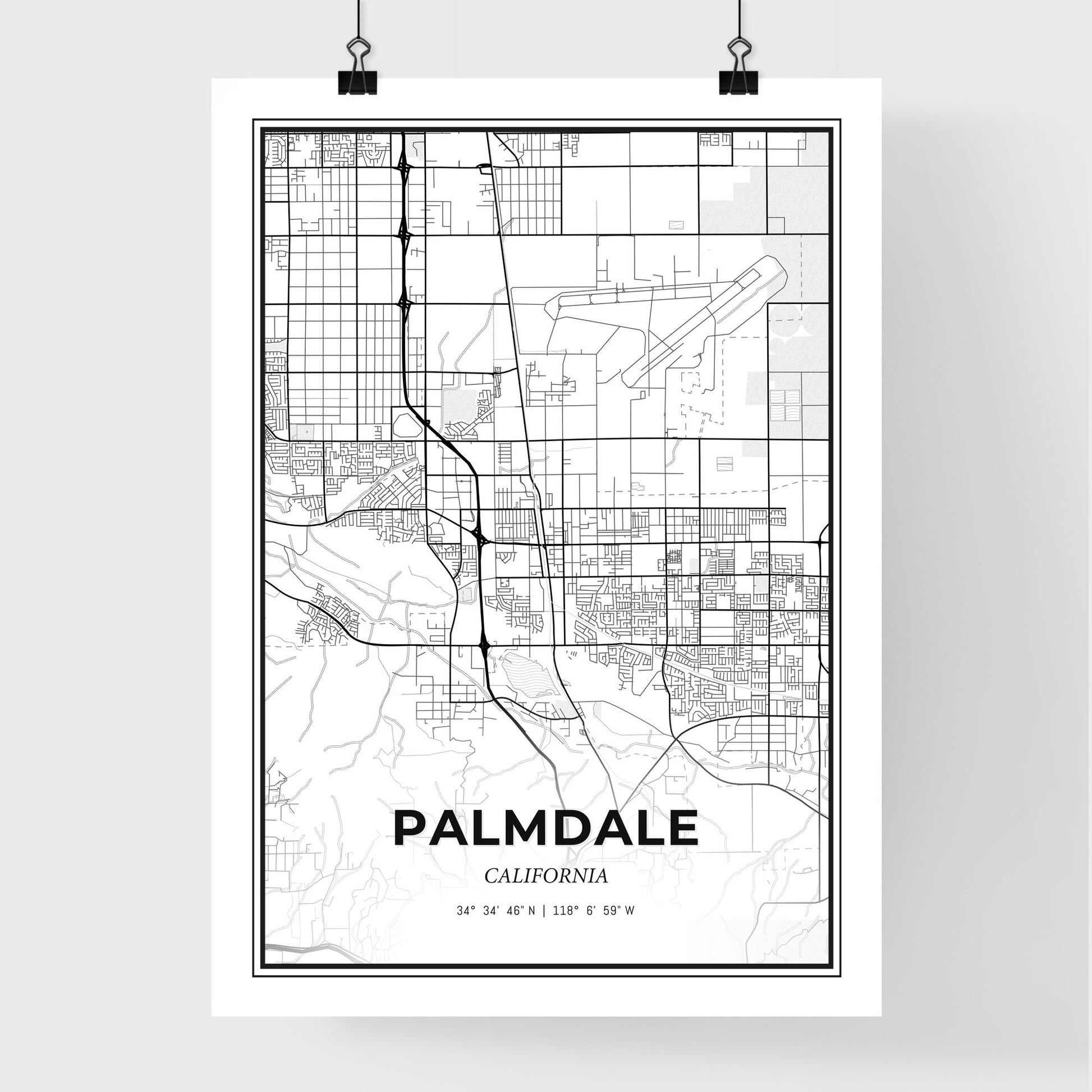 Palmdale California - Premium City Map Poster