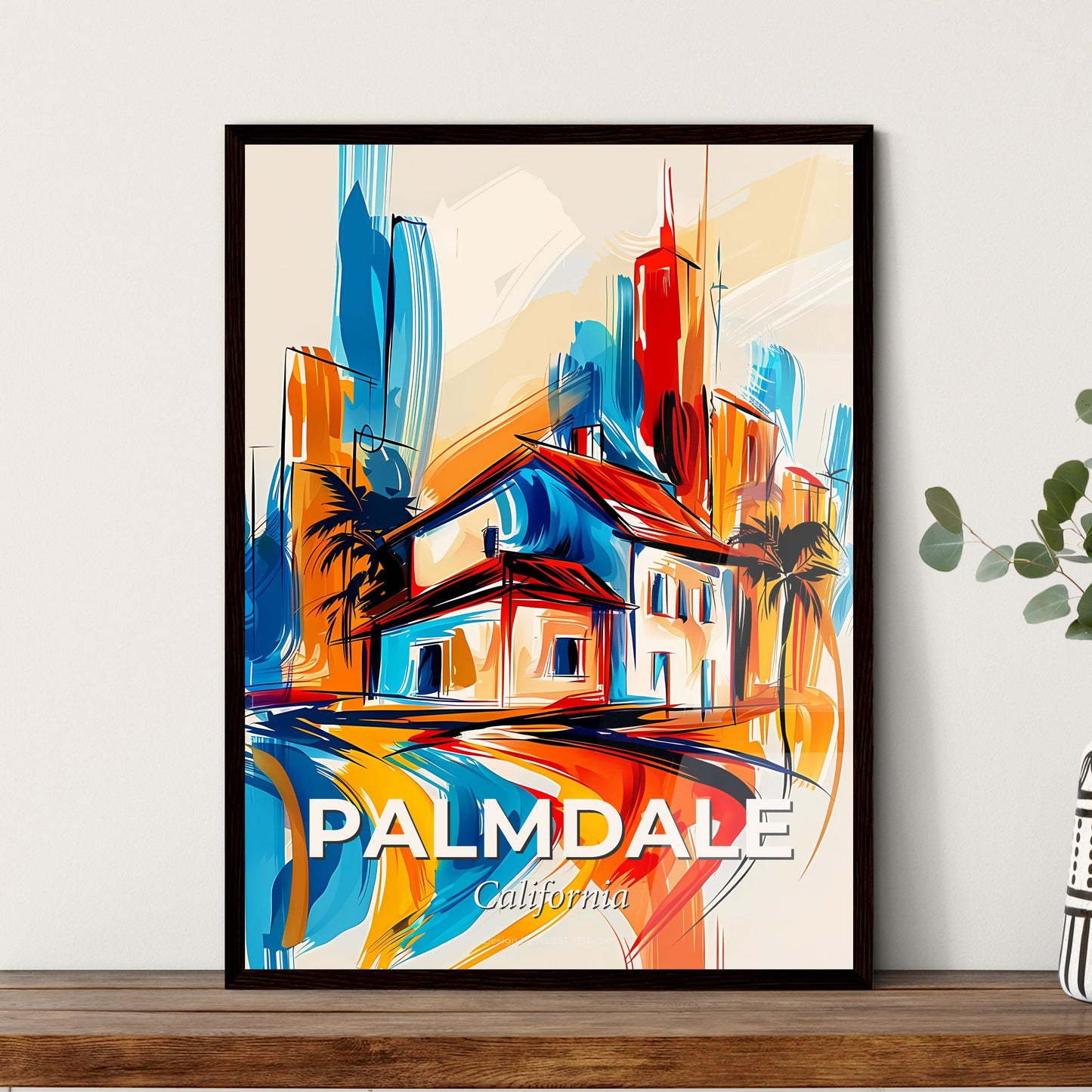 Vibrant Palmdale, California - A Painting Of A House And A City