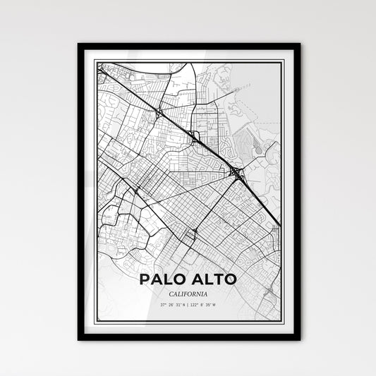 Palo Alto California - Scandinavian Style City Map for Modern Home Decor