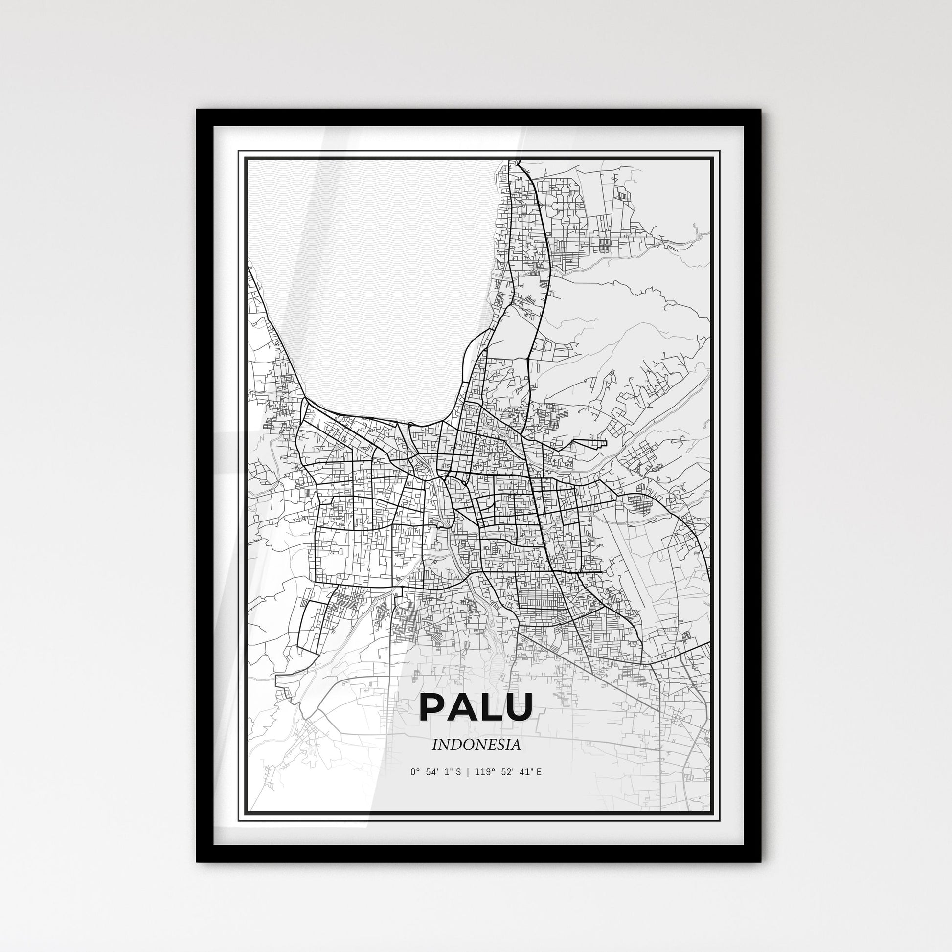 Palu Indonesia - Scandinavian Style City Map for Modern Home Decor