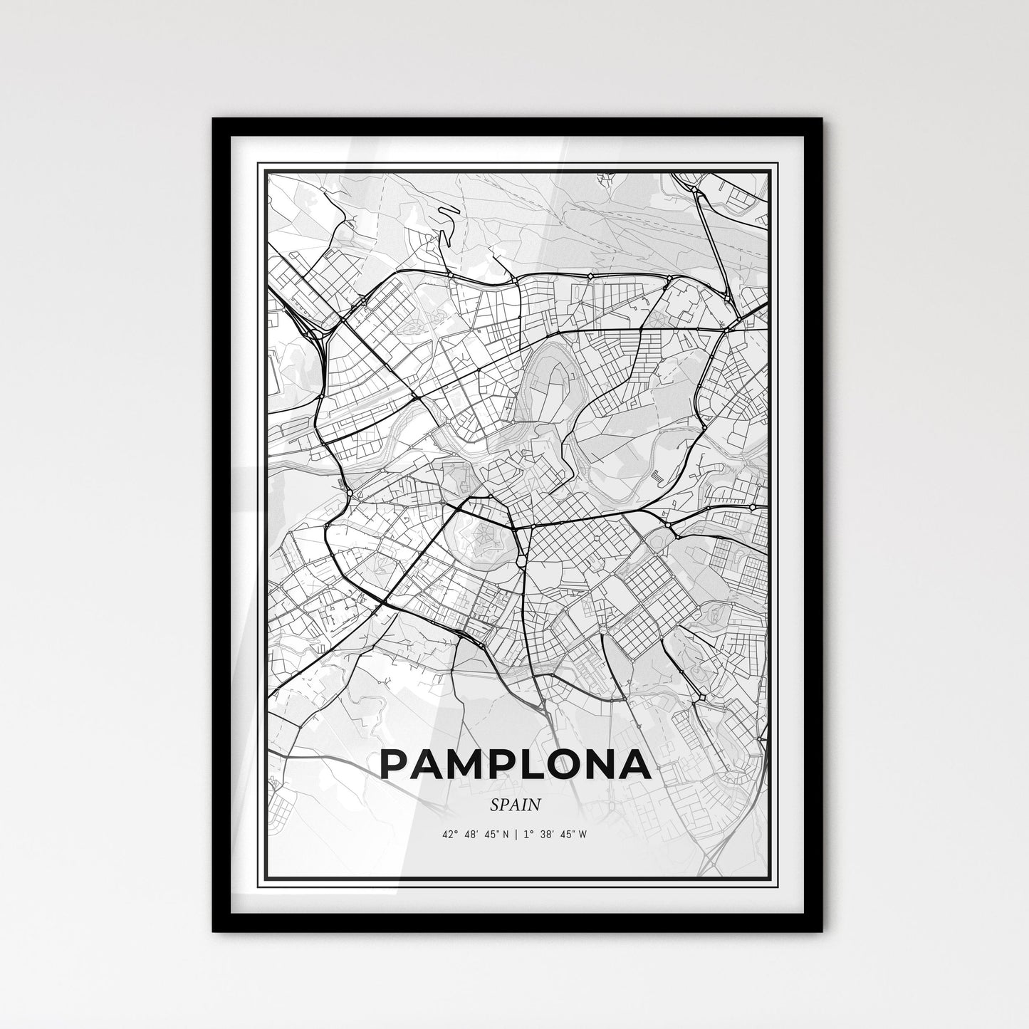 Pamplona Spain - Scandinavian Style City Map for Modern Home Decor