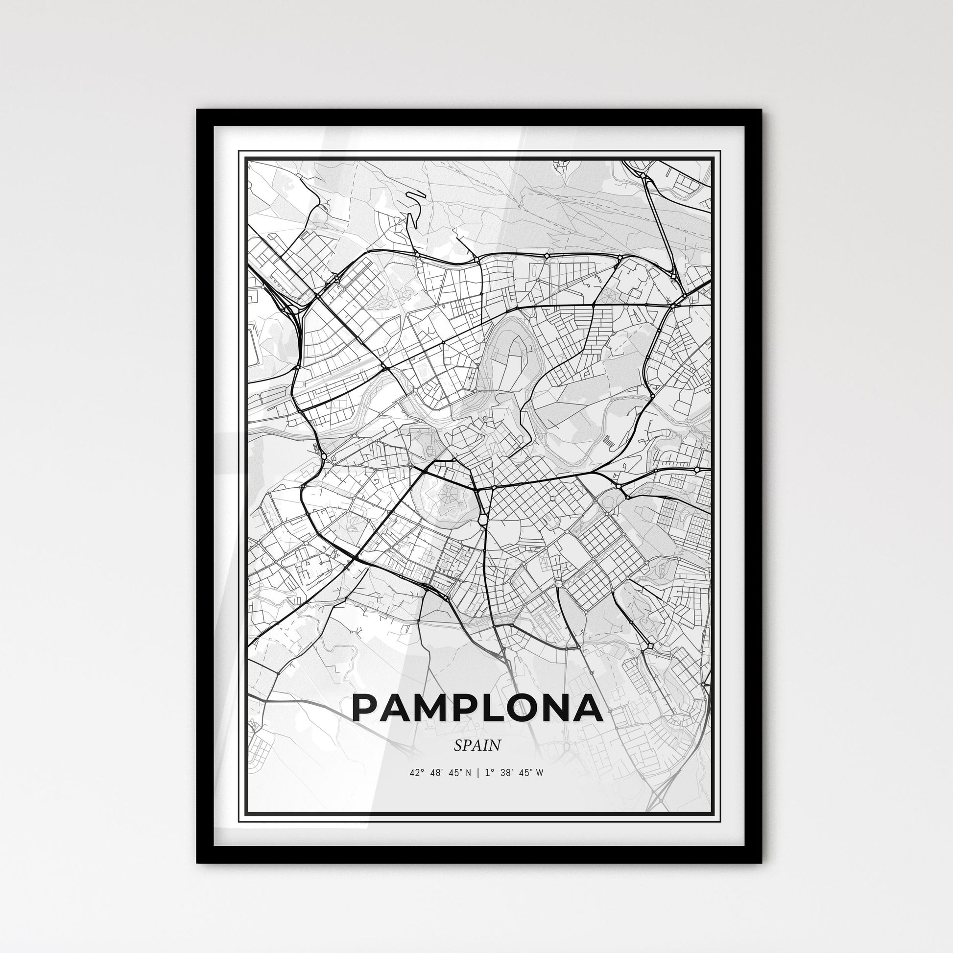 Pamplona Spain - Scandinavian Style City Map for Modern Home Decor