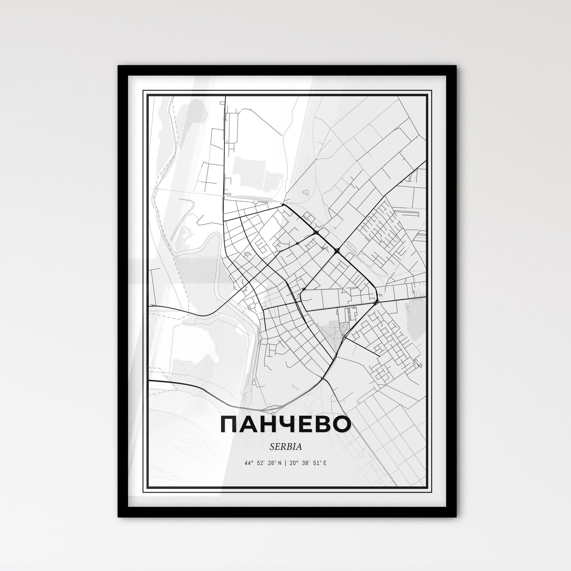 Pančevo Serbia - Scandinavian Style City Map for Modern Home Decor