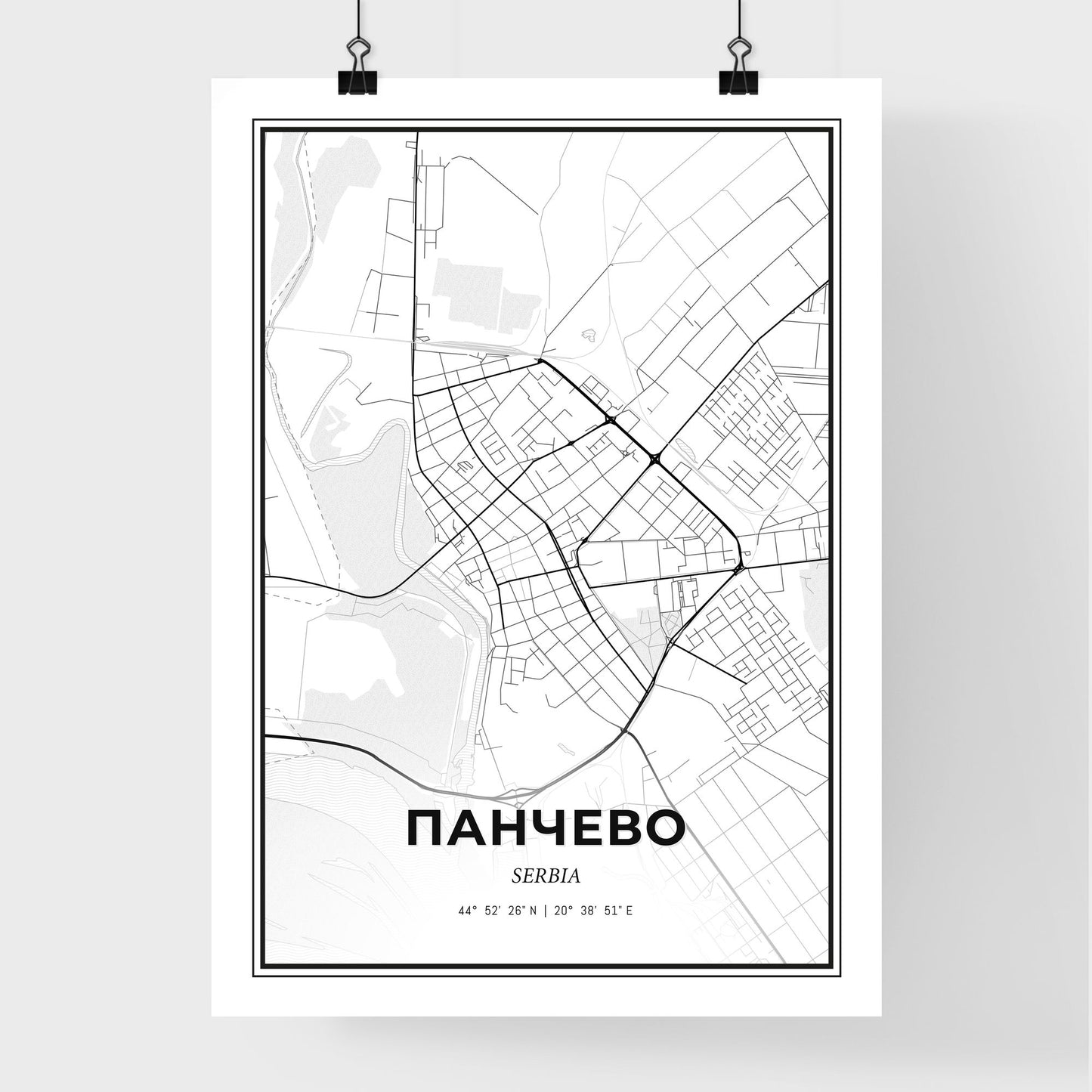 Pančevo Serbia - Premium City Map Poster