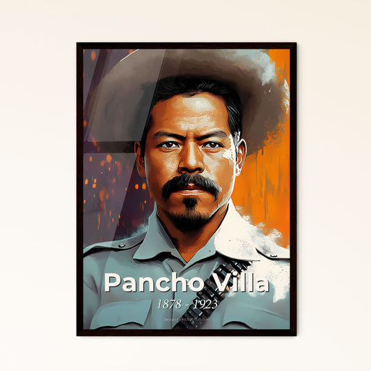 Portrait of Pancho Villa, 1878 - 1923. Impressionistic painting of a man with a mustache wearing a hat and a belt.