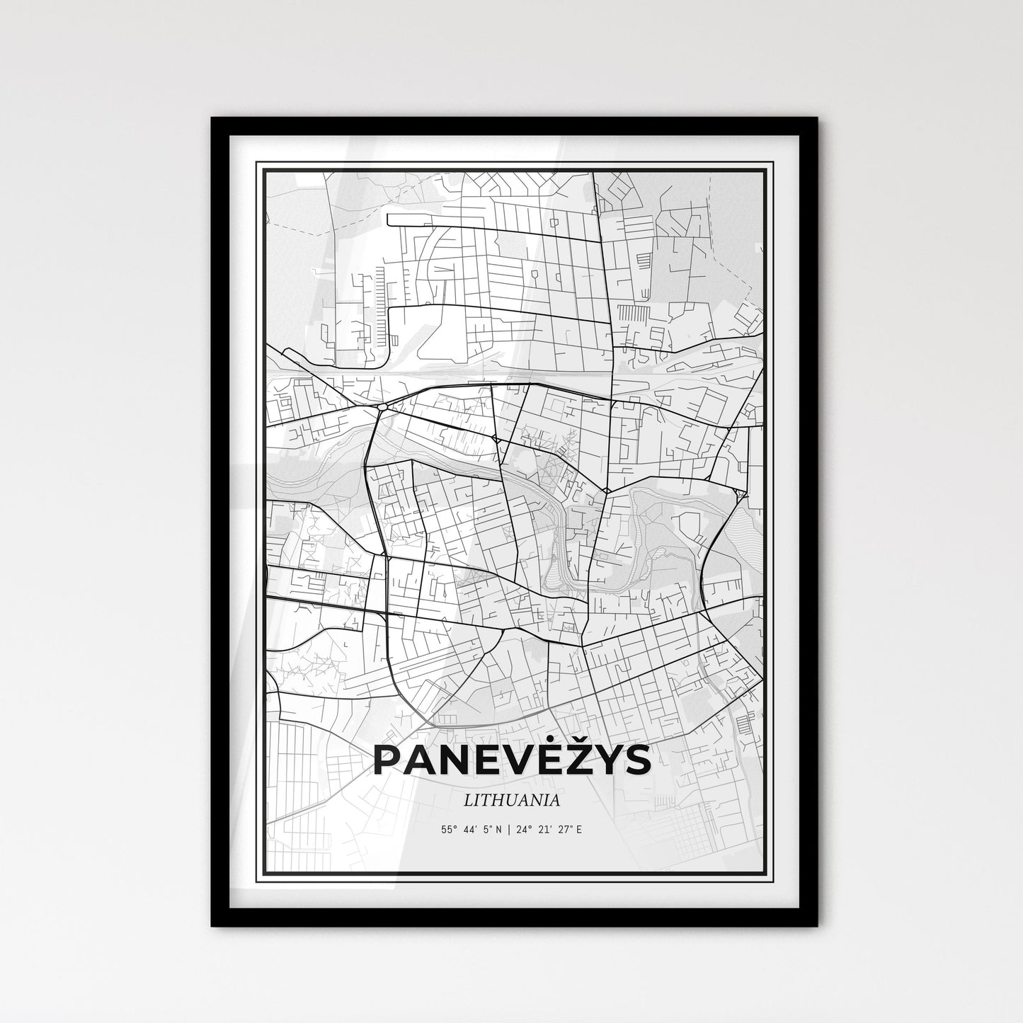 Panevėžys Lithuania - Scandinavian Style City Map for Modern Home Decor