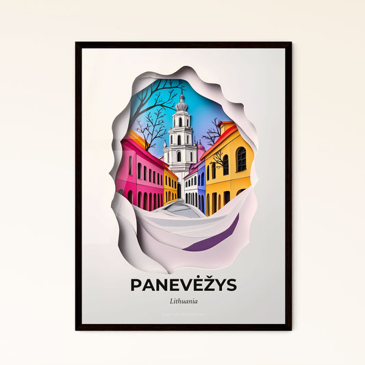 Vivid Panevėžys, Lithuania - a paper cut of a city with a church