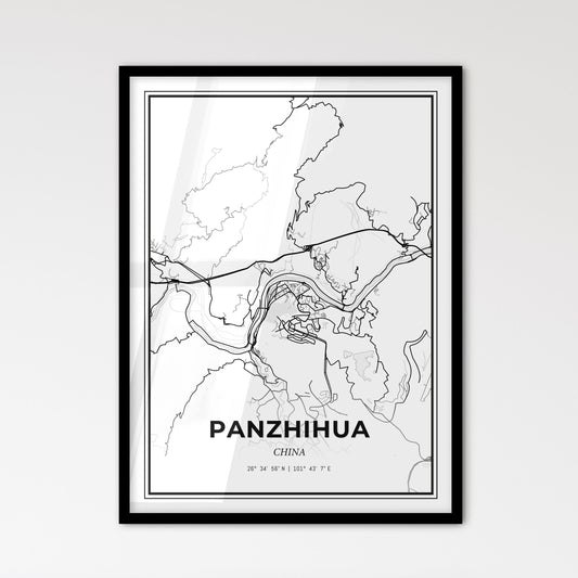 Panzhihua China - Scandinavian Style City Map for Modern Home Decor