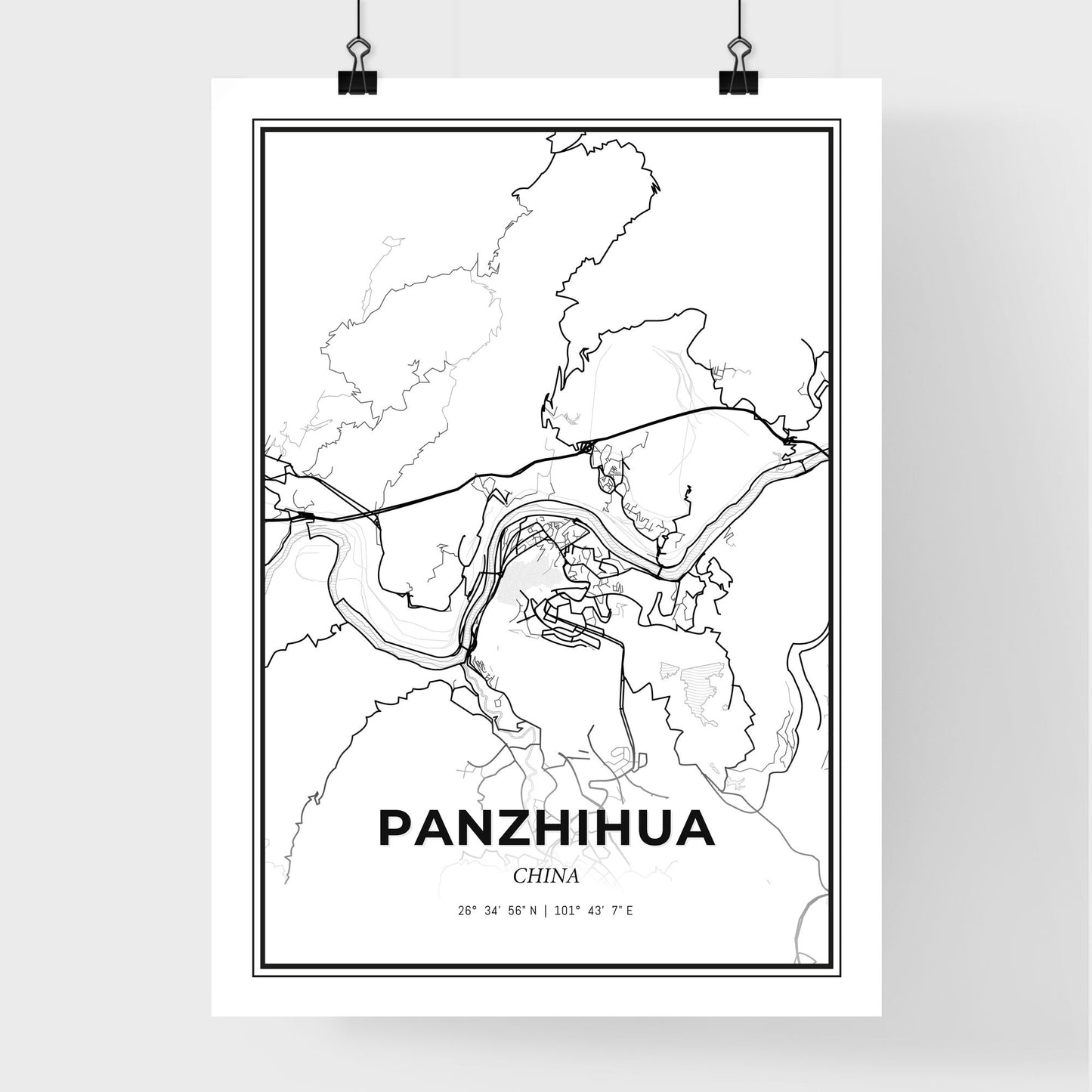 Panzhihua China - Premium City Map Poster