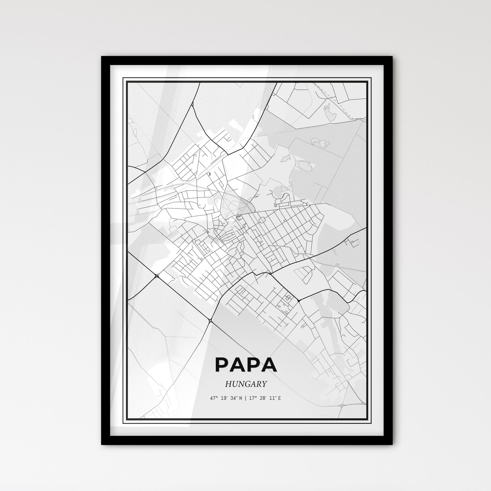 Pápa Hungary - Scandinavian Style City Map for Modern Home Decor