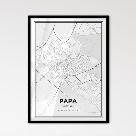 Pápa Hungary - Scandinavian Style City Map for Modern Home Decor