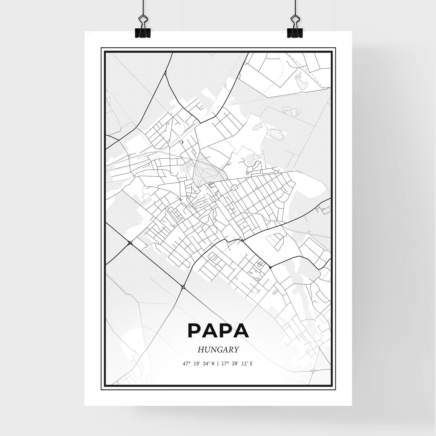 Pápa Hungary - Premium City Map Poster