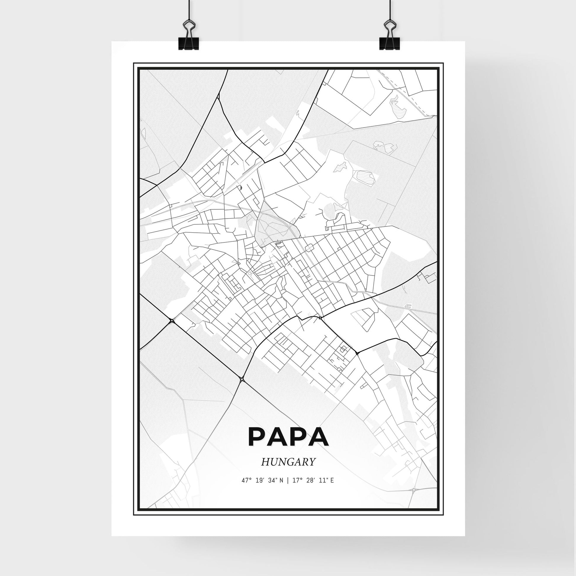 Pápa Hungary - Premium City Map Poster