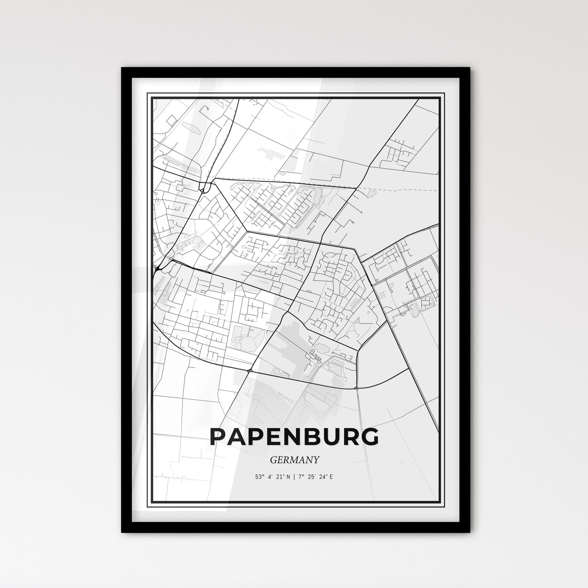 Papenburg Germany - Scandinavian Style City Map for Modern Home Decor