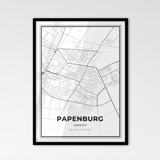 Papenburg Germany - Scandinavian Style City Map for Modern Home Decor