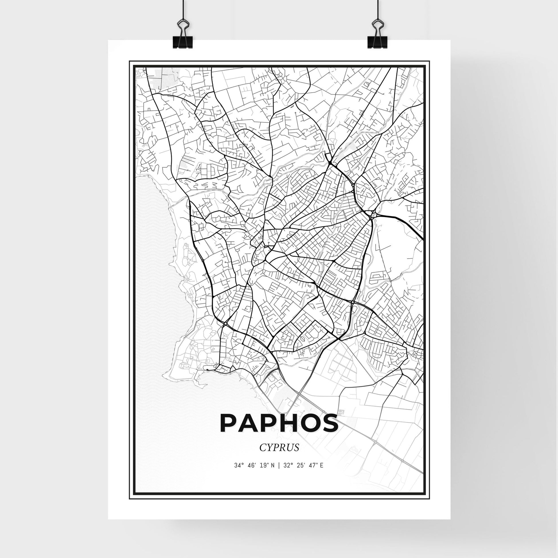 Paphos   Cyprus - Premium City Map Poster