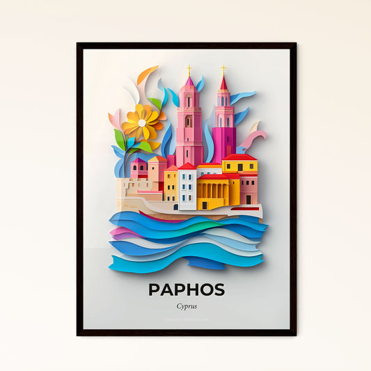 Vivid Paphos, Cyprus - a paper cut of a city with a flower