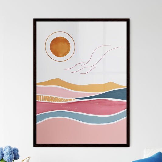Minimalistic Gouache Desert Landscape Art Po - Framed Art Print