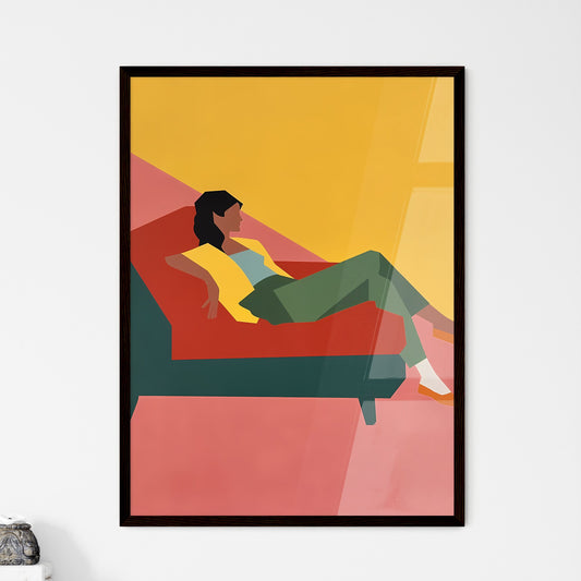 Bold Impressionist Art: Minimalistic Woman on Red Chair, Embracing Freedom and Femininity, a Canvas of Fauvist Expression Default Title
