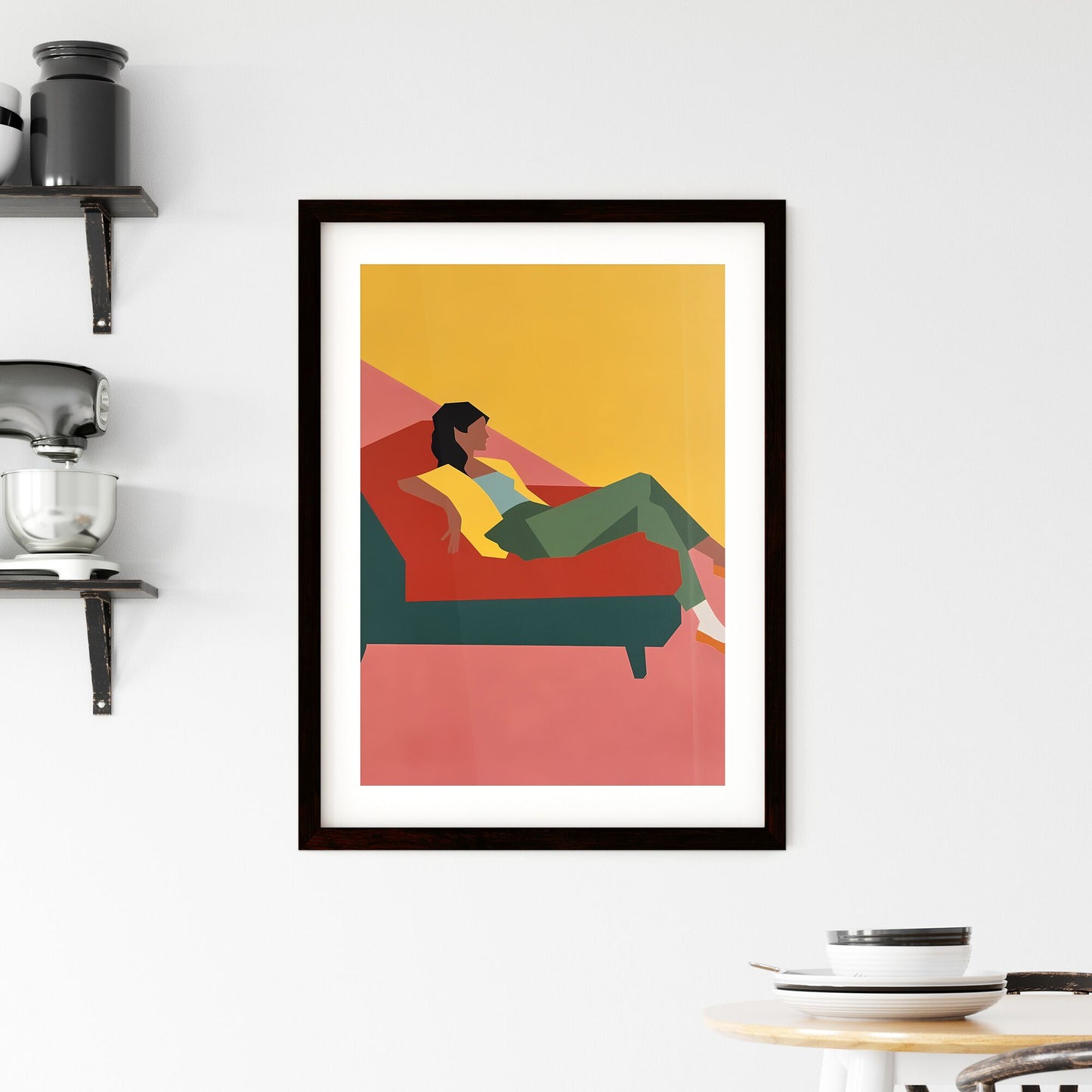 Bold Impressionist Art: Minimalistic Woman on Red Chair, Embracing Freedom and Femininity, a Canvas of Fauvist Expression Default Title