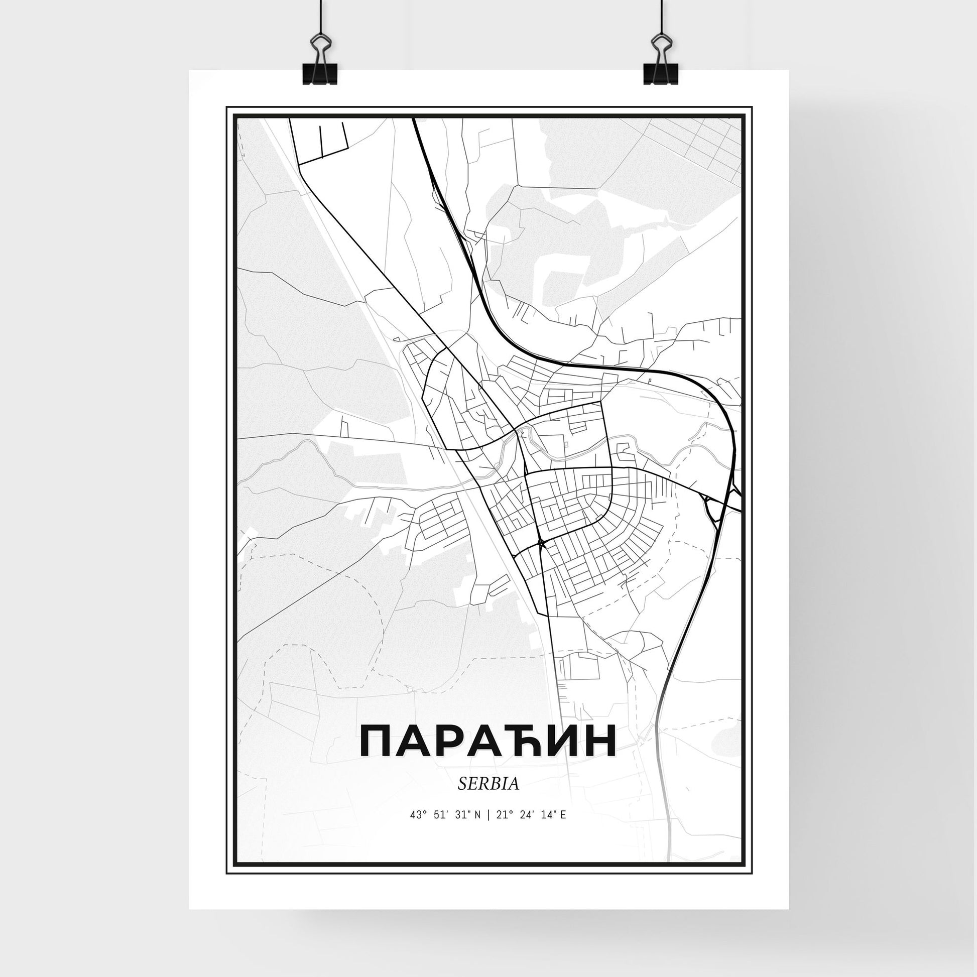 Paraćin Serbia - Premium City Map Poster