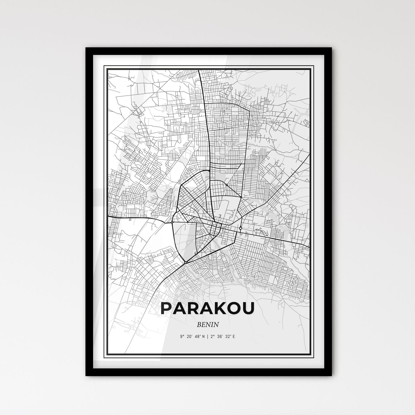 Parakou Benin - Scandinavian Style City Map for Modern Home Decor