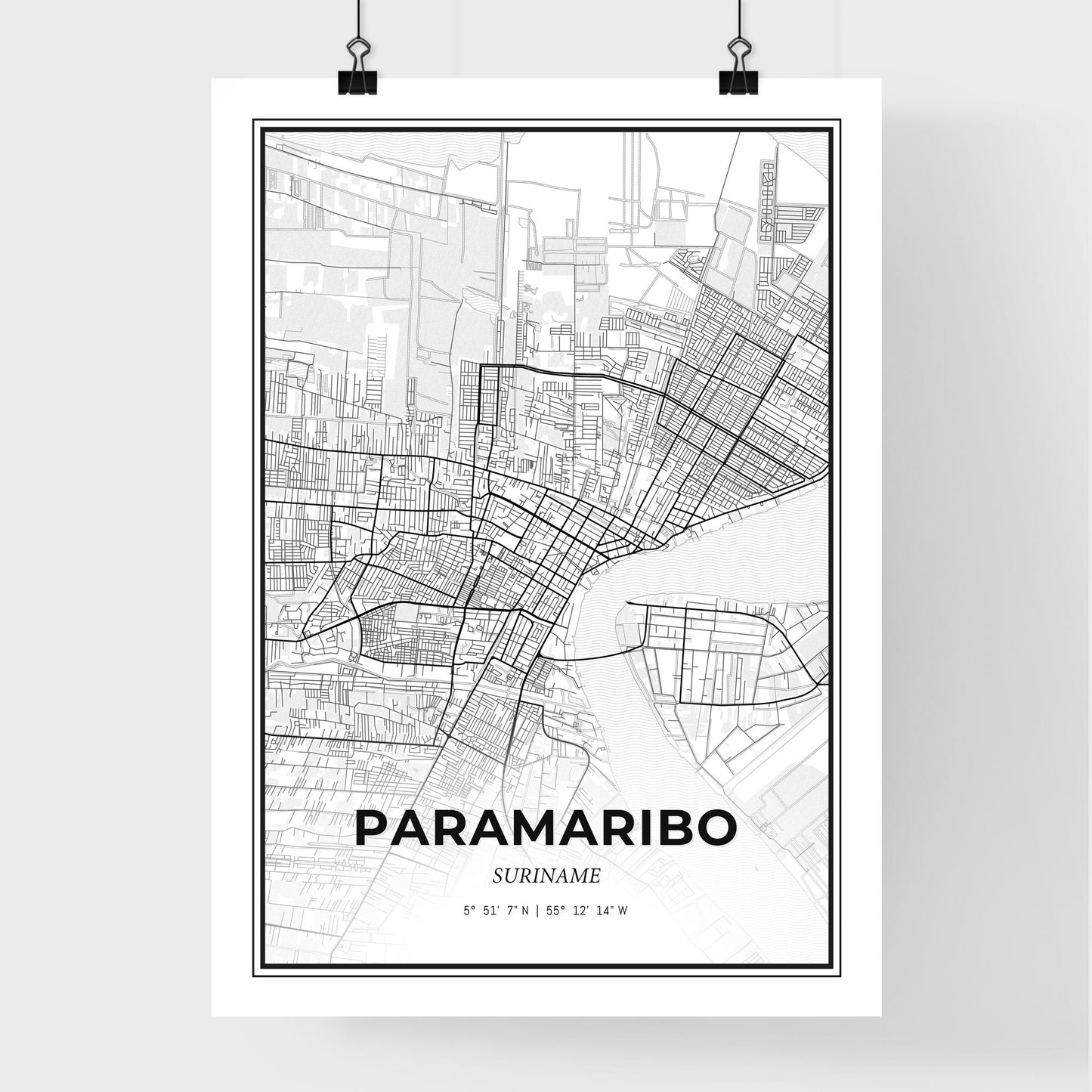 Paramaribo Suriname - Premium City Map Poster