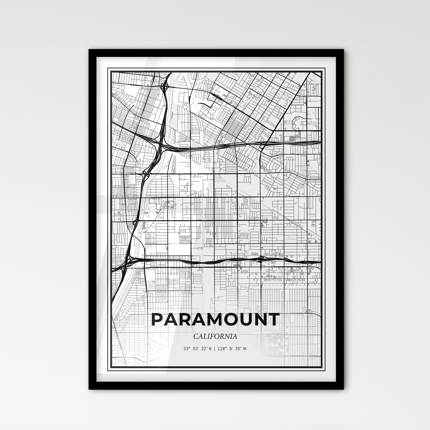 Paramount California - Scandinavian Style City Map for Modern Home Decor