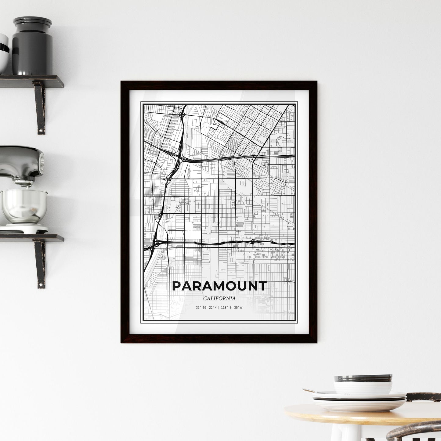 Paramount California - Minimal City Map