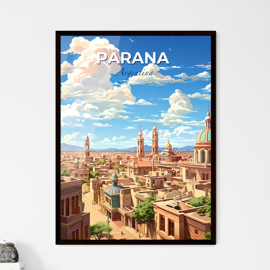 Parana City Skyline Blue Sky Clouds Painting Buildings Architecture Cityscape Artwork Image Default Title