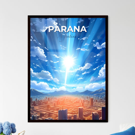 Vibrant Painting of Parana Argentina Skyline Under an Illuminating Celestial Glow Default Title
