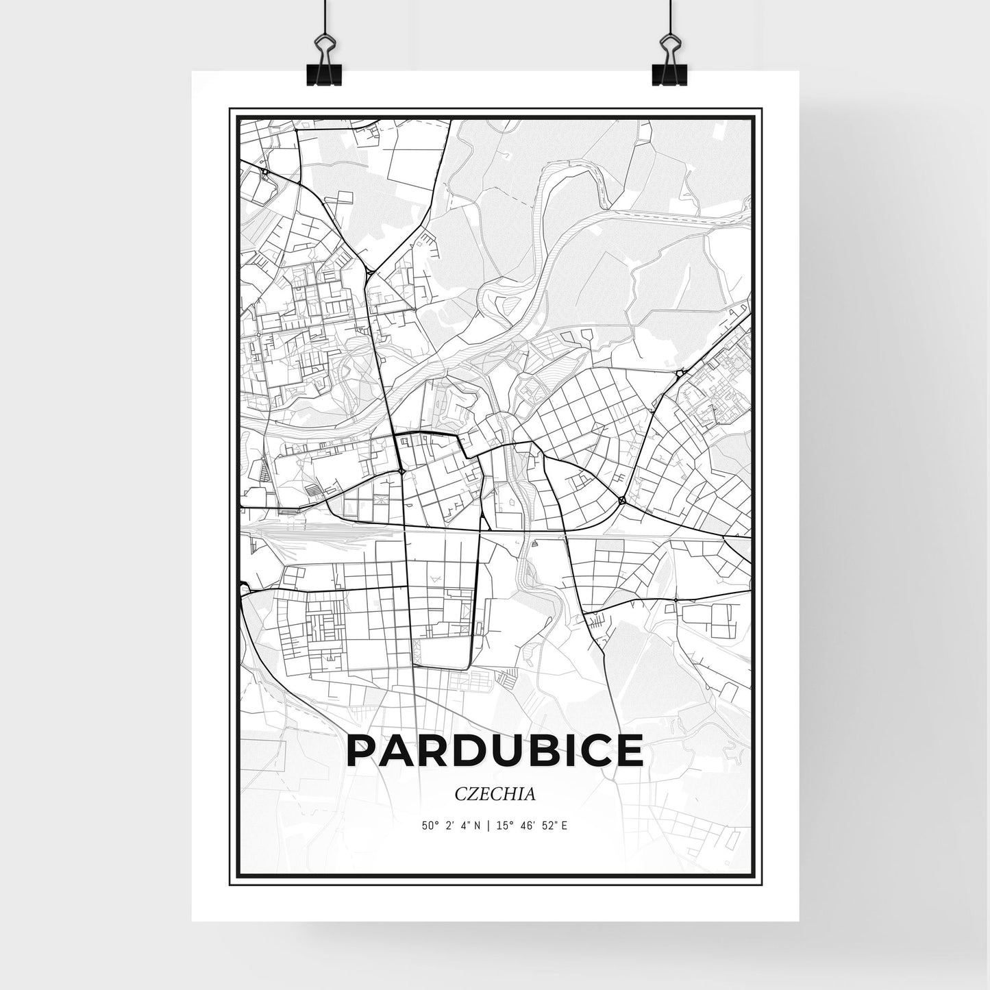  Pardubice Czechia - Premium City Map Poster