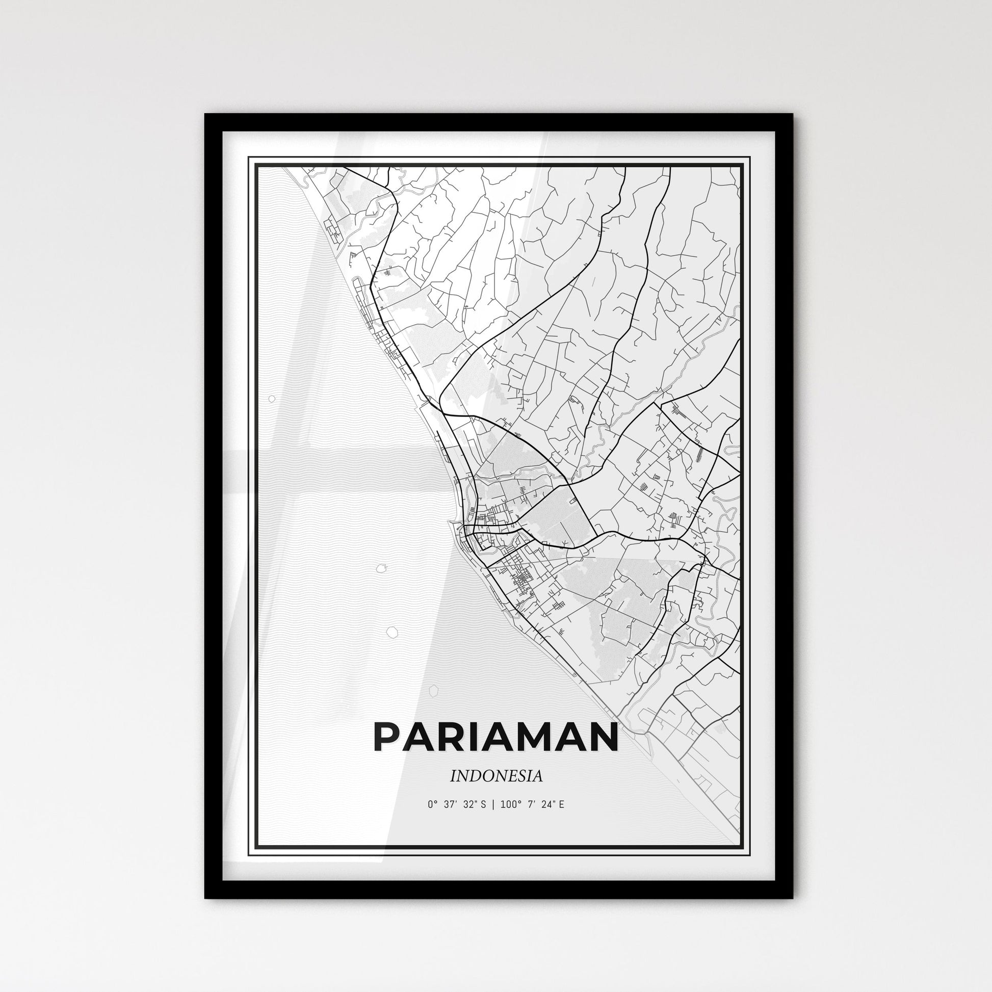 Pariaman Indonesia - Scandinavian Style City Map for Modern Home Decor