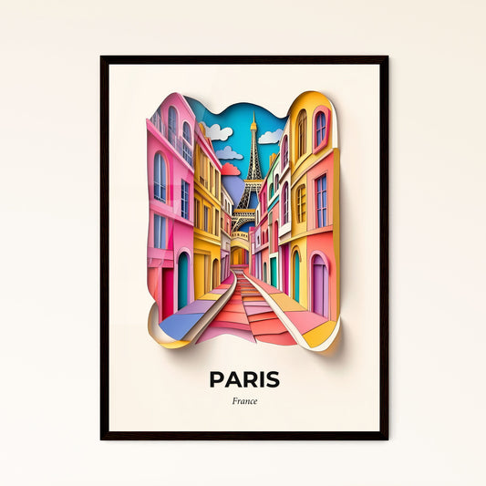 Vivid Paris, France - a paper cut of a street with a tower in the background